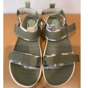 Hey Dude Men's Adjustable Strap Sandals Camo Olive Green‎ Casual Size 11/12